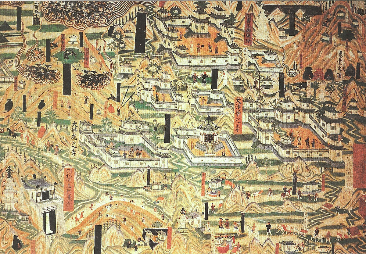 Image of Mogao Cave 61, painting of Mt. Wutai monasteries